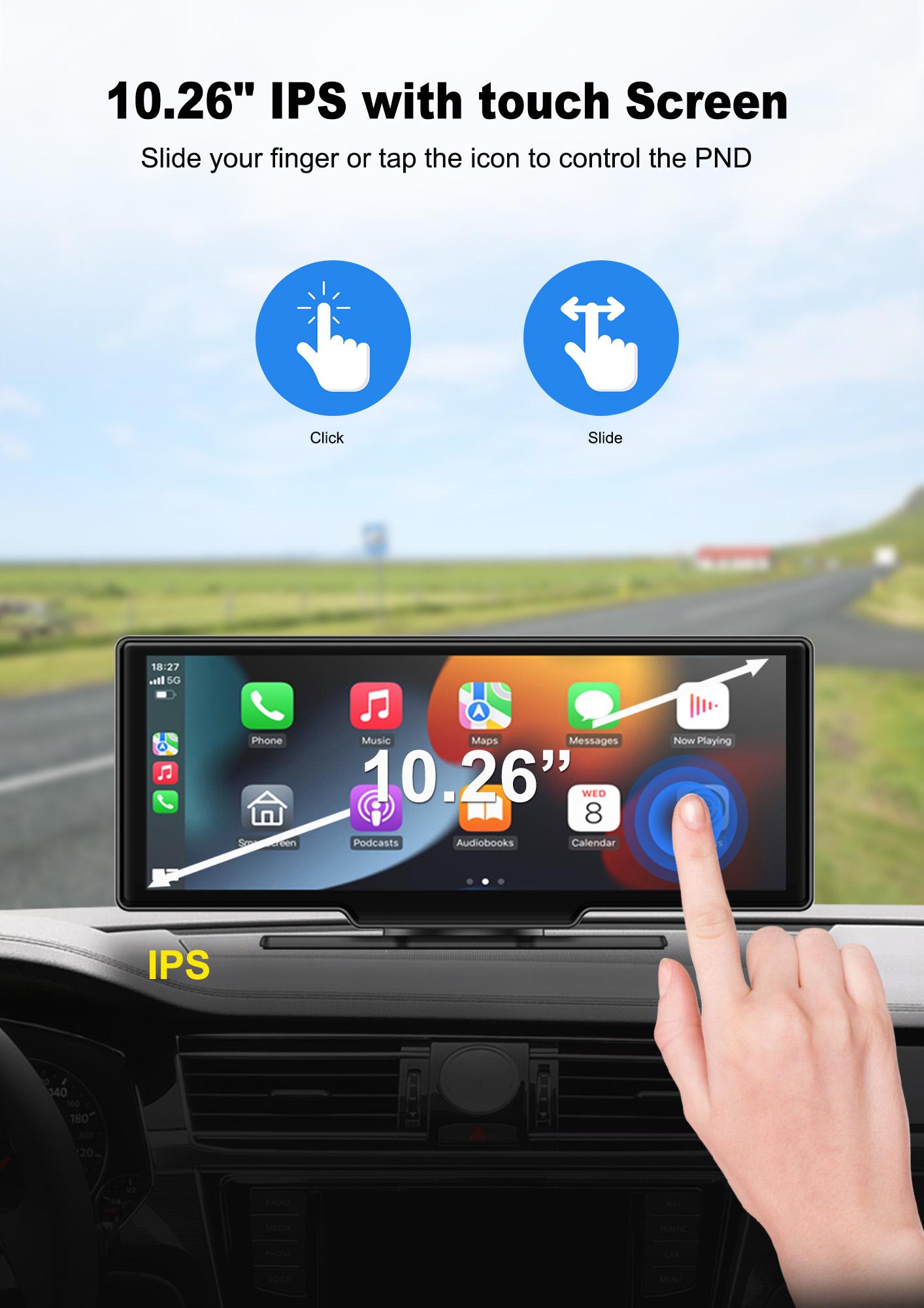 SEALIGHT 10.26" Touchscreen Wireless Apple Carplay & Android Auto Portable Car Stereo  Car Play Navigation with Voice Control, Bluetooth Handsfree Call/Music, AUX/FM Transmitter, Car Radio Receiver for Car RV Truck Pickup