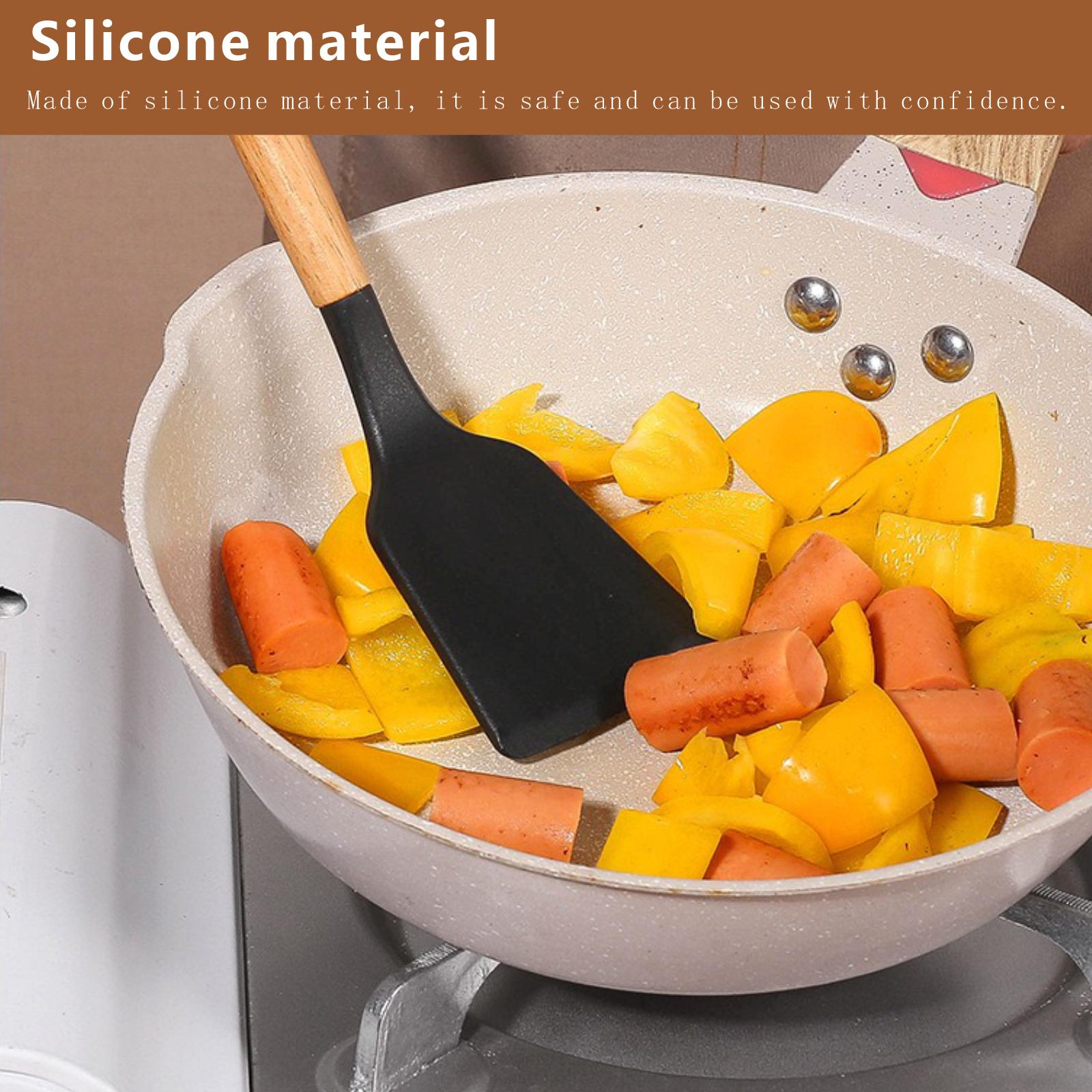 19-Piece Kitchen Knife Set (Including Heat-Resistant Silicone Cutlery and Equipped with Wooden Handles)It contains 1 chef's knife and knives compatible with non-stick cookware, and is an ideal gift for relatives and friends during New Year, White Pink