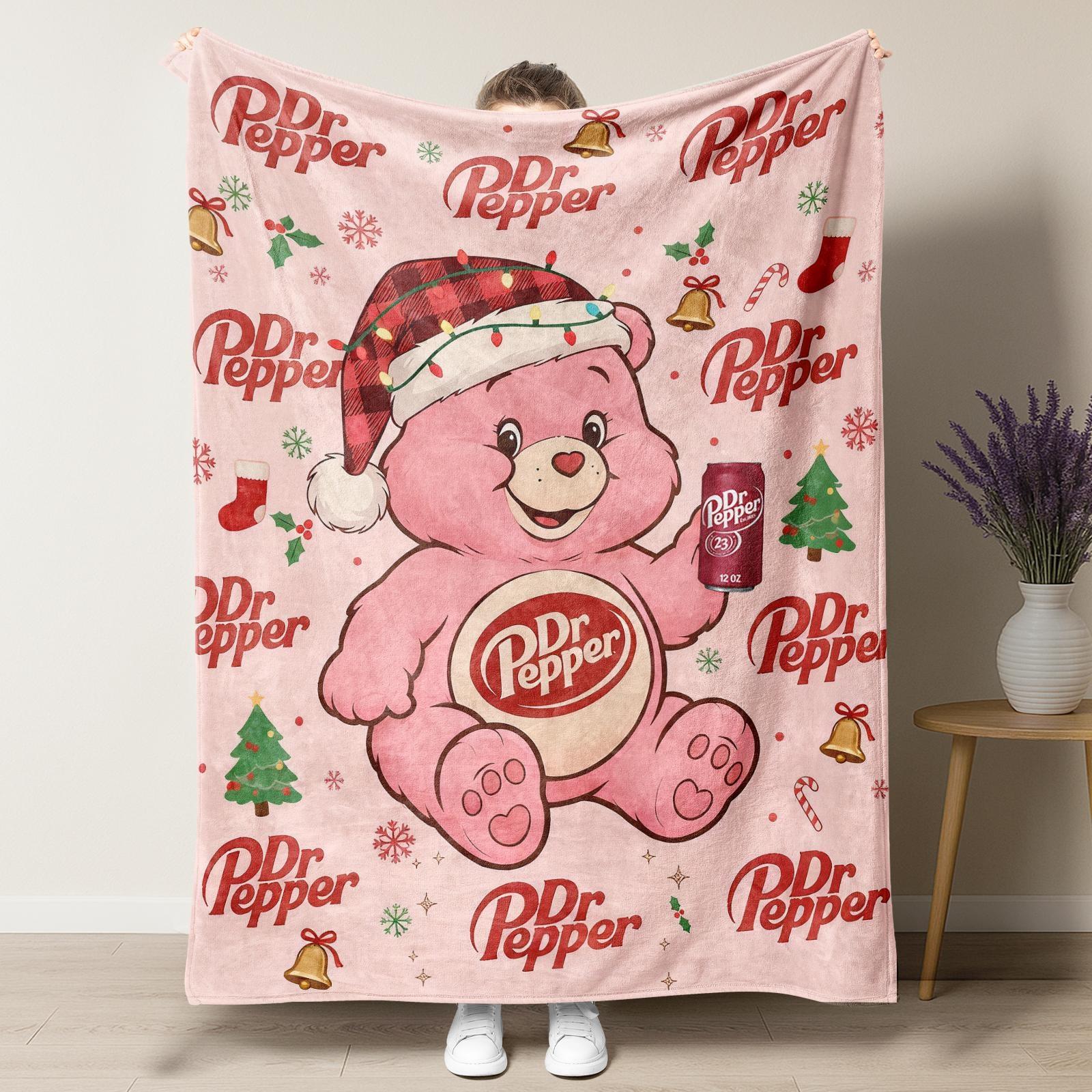 Pink Bear Dr Pepper Flannel Blanket, Cute Christmas Theme Blankets ,Soft and Comfortable Suitable for Sofas, Beds, Camping and Travel - Modern Style. Pink Bear Dr Pepper Flannel Blanket, Cute Christmas Theme Blankets ,Soft and Comfortable Suitable for Sofas, Beds, Camping and Travel - Modern Style.