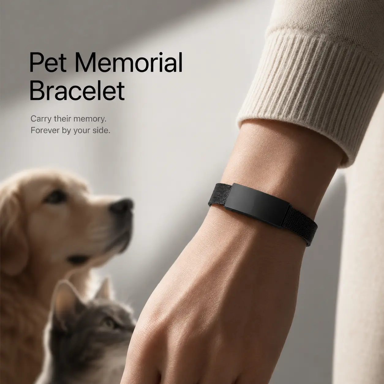 Pet Memorial Bracelet - Adjustable, Waterproof Stainless Steel Braided Keepsake for Ash & Fur, Dog & Cat Lover Memorial Gift