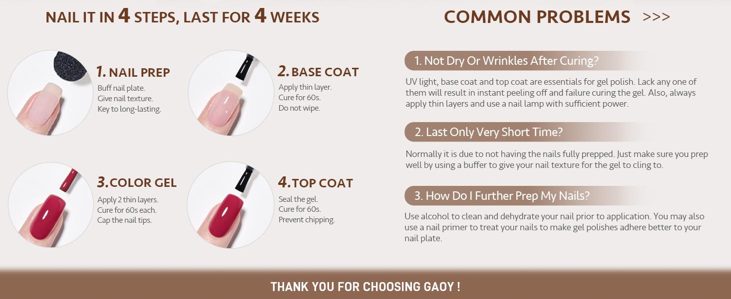 GAOY 60 Pcs Gel Nail Polish Set, 55 Colors All Season Gel Polish Kit Red Nude Black White Green with 5 Pcs Soak off Base Glossy Matte Glitter Top Coat & Builder for Nail Art DIY Manicure at Home