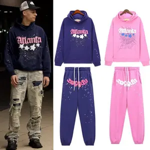 Retro Gothic print unisex men's and women's pullovers and hooded sets, street pop hip-hop sweatshirts, Harajuku loose punk hooded couple set