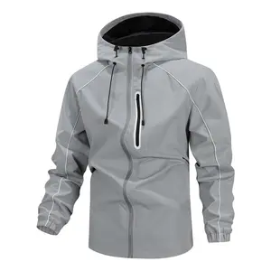 Men’s Reflective Functional Loose Fit Softshell Jacket — Spring/Autumn Windproof Waterproof Night Running Outdoor Coat