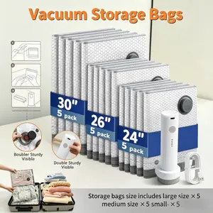 2026 Upgraded X7 Cordless Vacuum Storage Bag Set, 15-Pack Travel Compression Bags with USB Rechargeable Air Pump (Built-in Battery), Space Saver Packing Bags for Luggage & Carry-On Suitcase, Reusable Waterproof Clothes Organizer for Travel Lightweight Zip