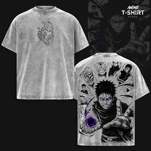 Obito Uchiha- NRT Anime T-Shirt Vintage Washed Oversized Pump Cover, Heavyweight Cotton Streetwear Tee, Gym Fit, Anime Fan Outfit, Dark Anime Aesthetic, Anime Manga Fan Gift