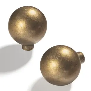 6 Pack Cabinet Knobs Antique Brass Zinc Alloy for Dresser Wardrobe Cupboard Single Knob Retro Cabinet Pulls with Zinc Alloy Material