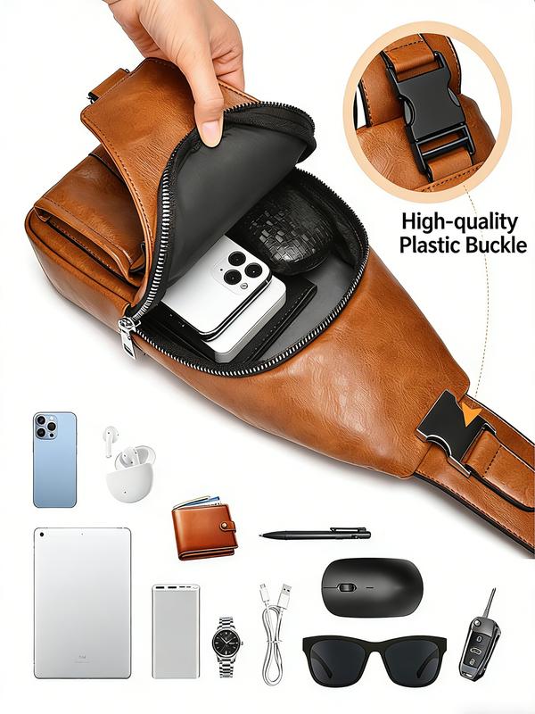 Men Water-Resistant Lychee Texture PU Crossbody Sling Fits Phone Wallet Daily Commute Work School Anime Inspired Small Black Tote Bag Large Capacity Waterproof Travel RFID Multi-Slot Bat Matte Minimalist Green Drywall Tool brown shoulder