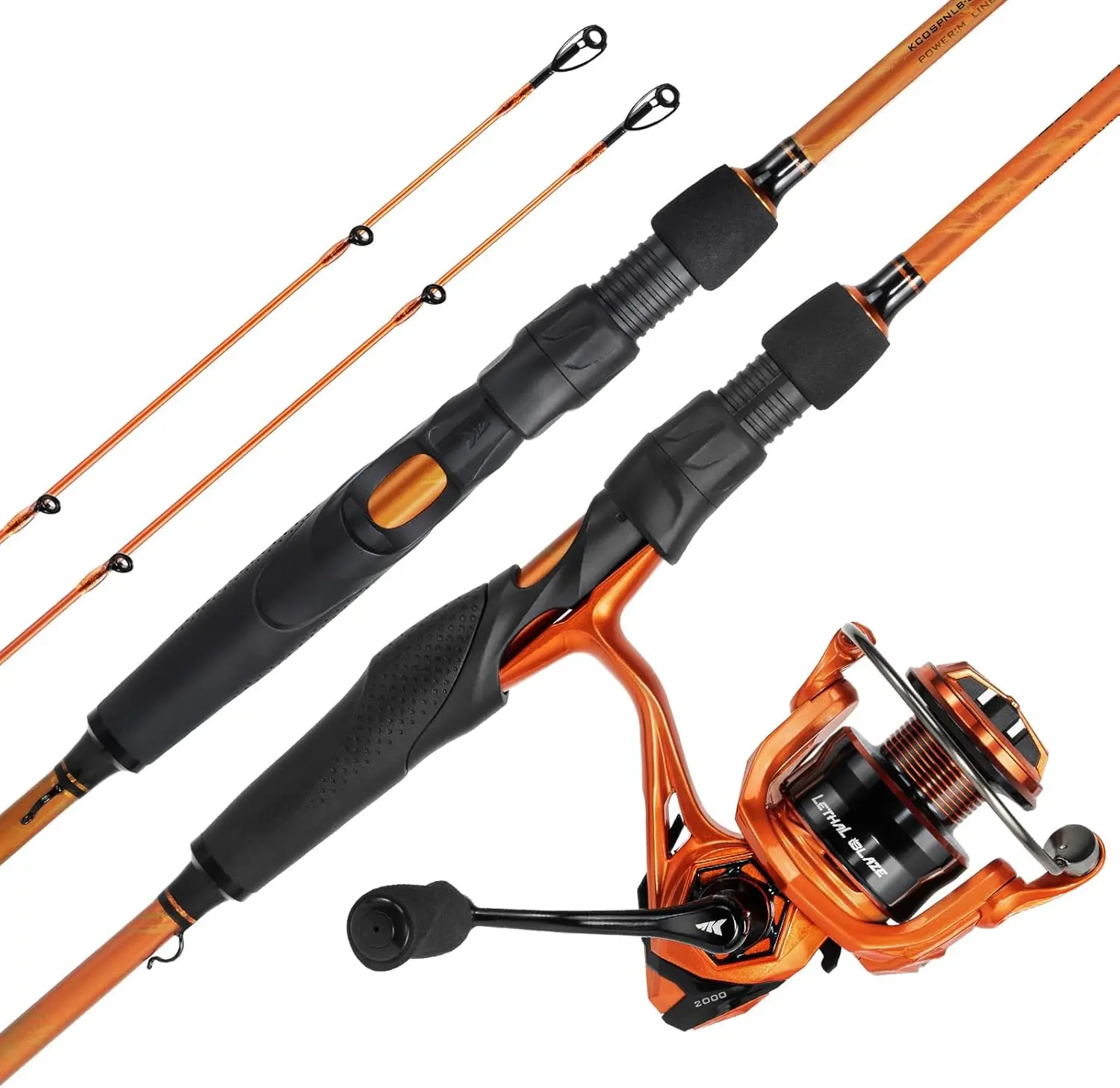 Kastking Lethal Blaze Fishing Combo - 2-Piece IM6 Graphite Fishing Rods with Twin-Tip Flame Pattern, Spinning/Baitcaster Reel, EVA Handle, Backup Tip, Durable Graphite Rod for Anglers, Fishingrods