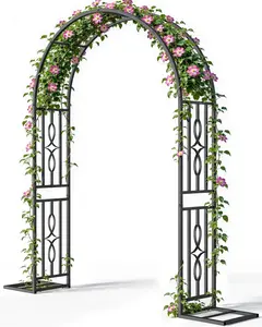 Metal Garden Arch, Heavy Duty Garden Trellis for Climbing Plants, with Enlarged Base for Stability, Ideal for Wedding Arches & Party Decorations, 55" W x 87" H