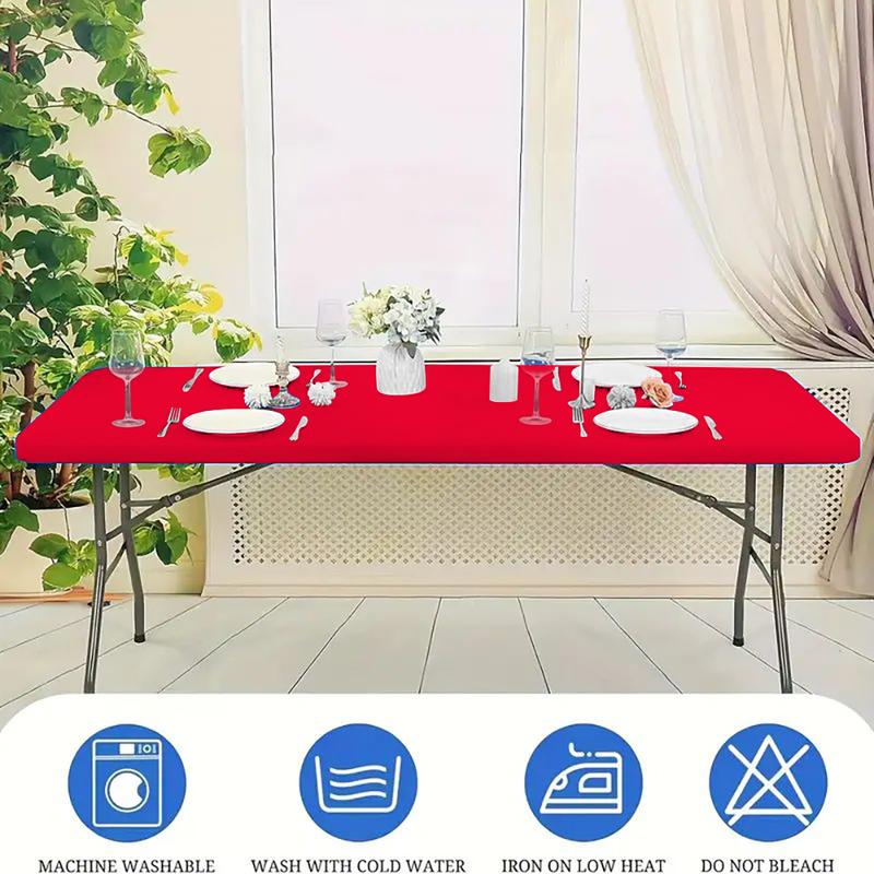 2 Pack Stretch Table Covers for 6FT Tables, Elastic Fitted Rectangle Tablecloths, Washable Spandex Fabric Tabletop Covers for Parties, Weddings, Picnics, Events (30"x72")