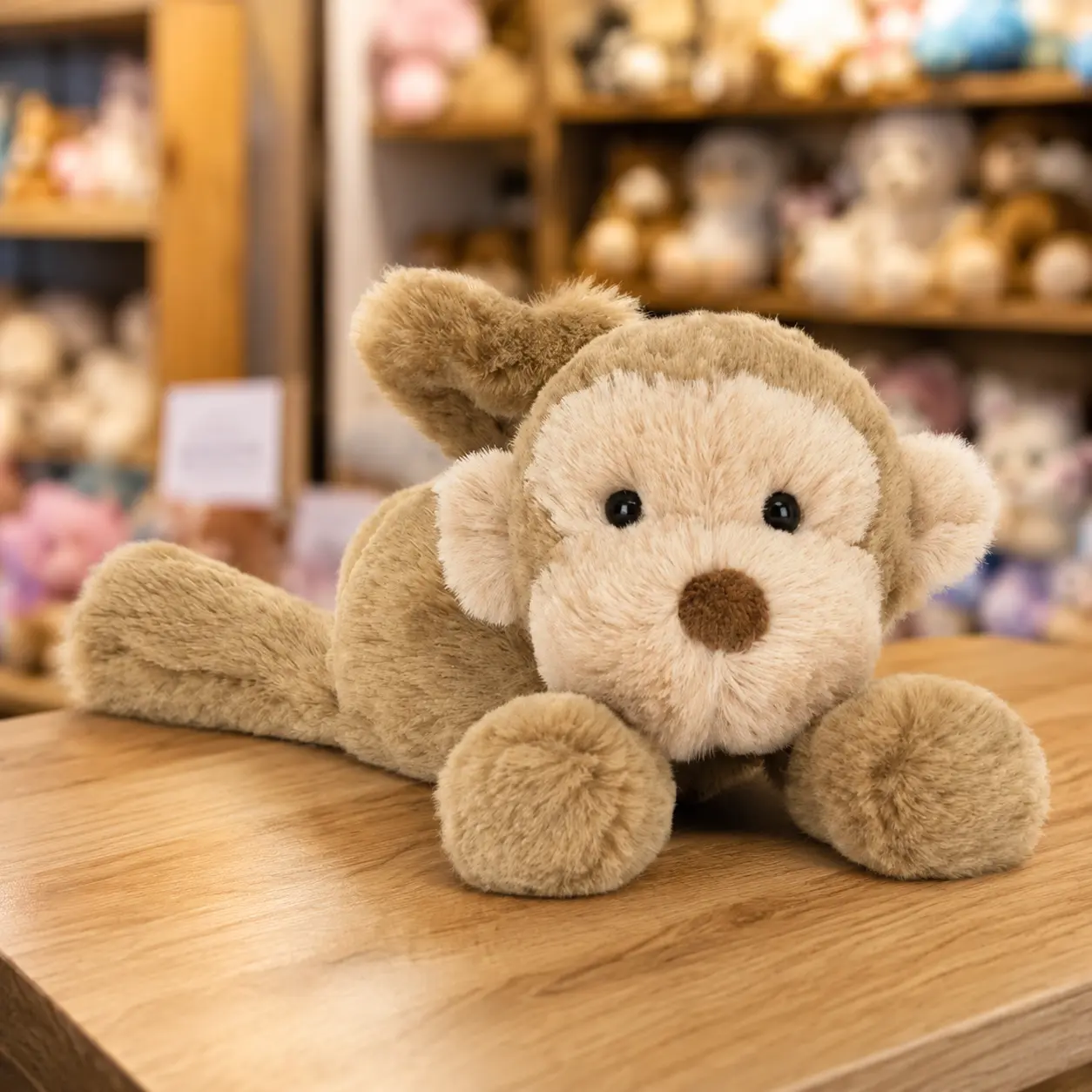 Kawaii Brown Monkey Plush, Super Soft Stuffed Animal with Long Tail, Cozy Bedroom Decor and Birthday Gift