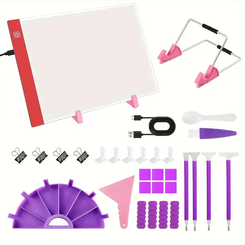 A4 Diamond Painting Light Pad Kit-Adjustable Brightness,DIY Diamond Painting Tools Set with Light Board,USB LED Light,Art Painting Kit for Adult