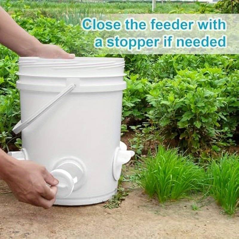 Automatic Chicken Duck Feeder Kit,No Waste Automatic Poultry Feeder Ports Kit & Waterer Set, Rainproof, No Waste,6 Feeding Ports, 6 Water Cups,A hole Saw and Drill Bit