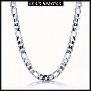 925 Sterling Silver plated  figaro chain 12mm  Necklace Women Men Jewelry Strong Solid Clasp  with Lobster plated Clasp 21.65inch -29.52inch Valentine's gift