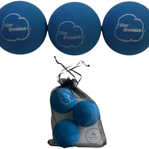 Sky Bounce Color Rubber Handballs for Recreational Handball, Stickball, Racquetball, Catch, Fetch, and Many More Games, 2 1/4-Inch, Blue, 3 Count with AHSR Pouch