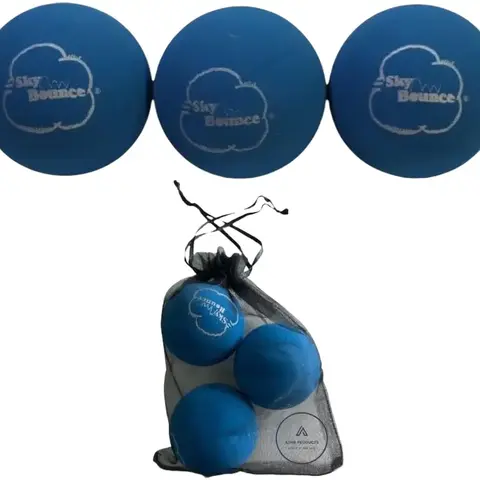 2.25 in Soft Rubber Recreational Handballs (3-Pack Blue) - Lightweight, Durable, Bouncy, AHSR Pouch Carry, Rough-Play Tough, Squash, Family Outdoor Activities, Exercise, Fun