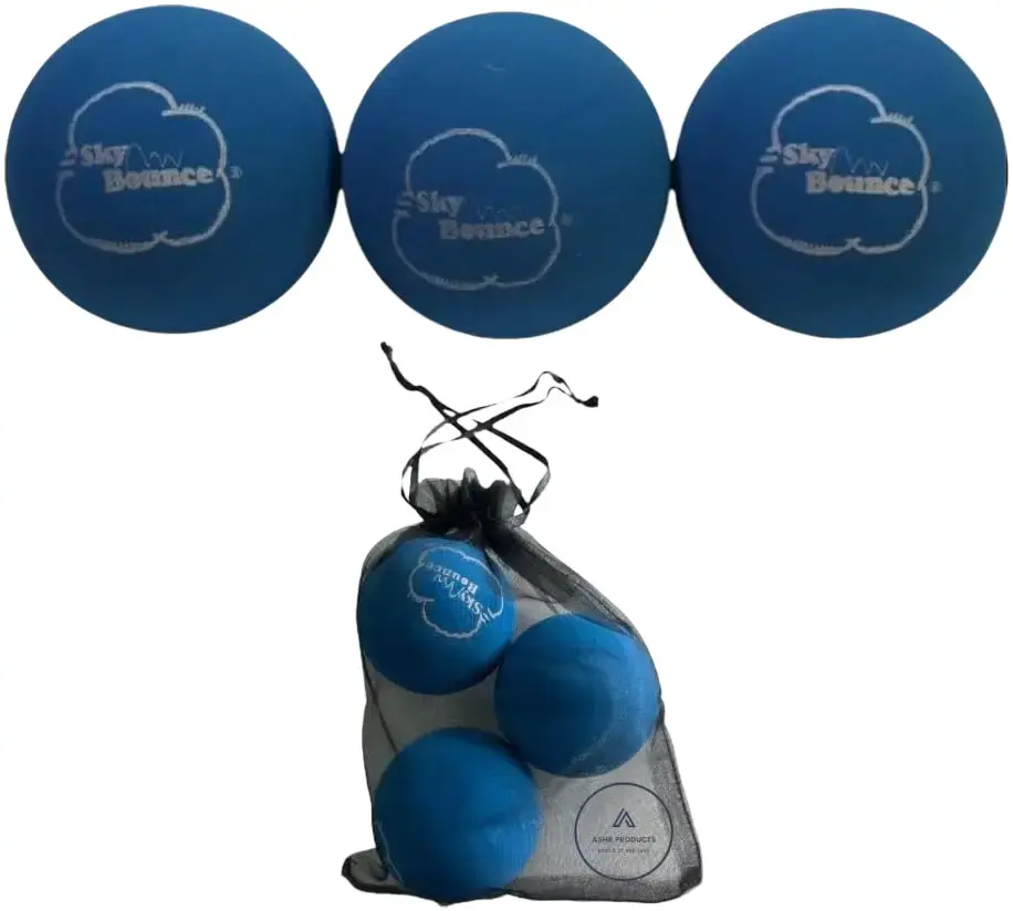 2.25 in Rubber Recreational Handballs (3-Pack Blue) - Lightweight, Durable for Children, Outdoor Games, Fetch - Includes Pouch, Exercise, Unisex, Family Fun, Parties