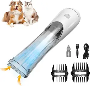 2-in-1 Portable Dog Grooming Vacuum Clipper Kit 3-Speed Low Noise Rechargeable Powerful Suction 99% Pet Cat Pet Hair Trimmer Shaver with Comb Shedding LED Pet Trimmer