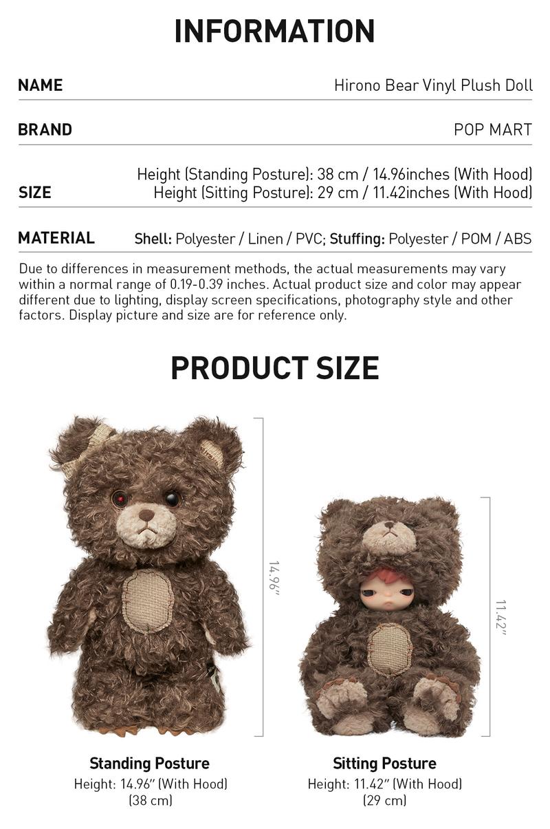 POP MART Hirono Bear Vinyl Plush Doll