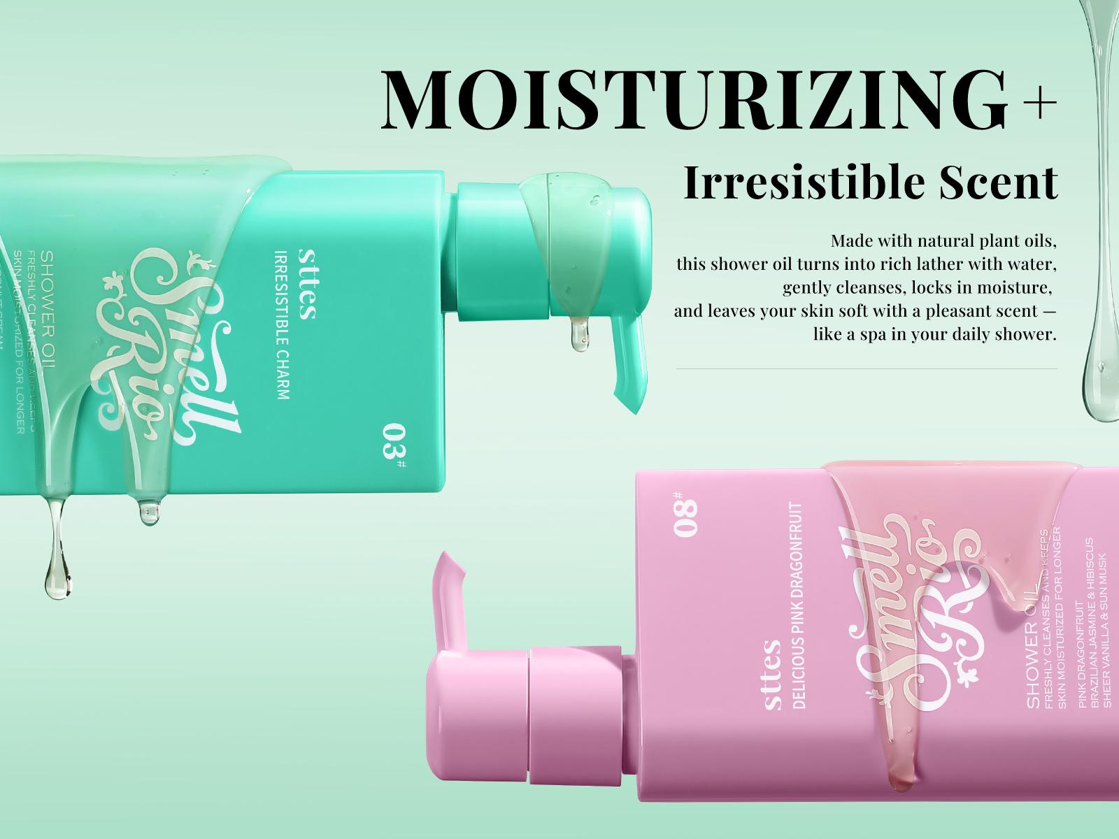 New!Sttes Shower Oil 02# (Irresistible Sunshine) 5.47 oz – Moisturizing Body Wash with Pistachio, Almond, Vanilla & Salted Caramel, Natural Plant Oils, No Mineral Oil, Parabens or Phthalates