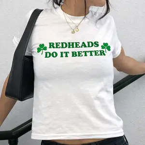 Redheads Do It Better Y2K Unisex Graphic Tee, St Patricks Day Youth Shirt for Kids, St Patty's Day Y2K 90's Women's Baby Tees, Gift for Her