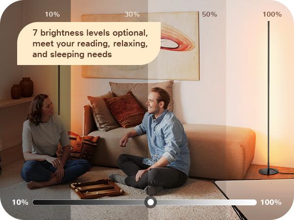 EDISHINE Corner Floor Lamp Minimalist Dimmable Lighting with Remote Standing LED 57.5 Inches Tall for Living Room Bedroom Home Office 7 Color Temperature 2700-6000K  HLFL02P Eye-Caring Cozy Light RF-433 Remote Control