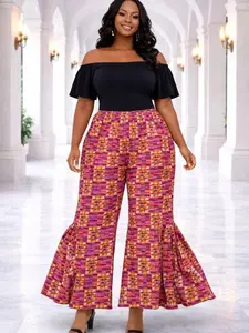 African Print Flare Pants for Women – High Waist Ankara Bell Bottom Palazzo Trousers