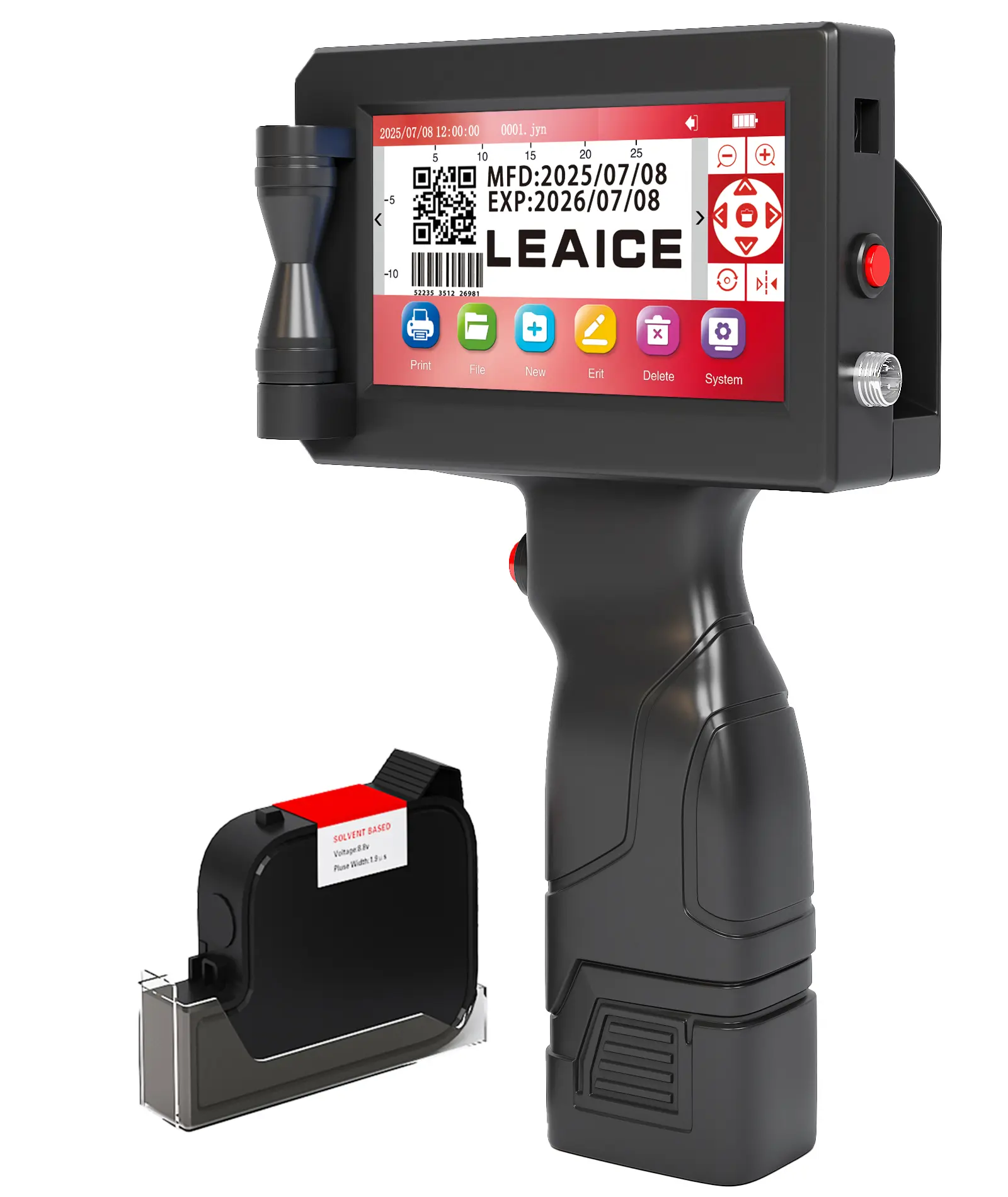 Portable Cordless USB Powered Handheld Inkjet Printer - Touch Screen, 1 in Print Height, Waterproof Quick-Dry Ink Cartridge, Power Adapter for Batch Numbers, QR Codes, Logos, Barcode Print on Diverse Materials