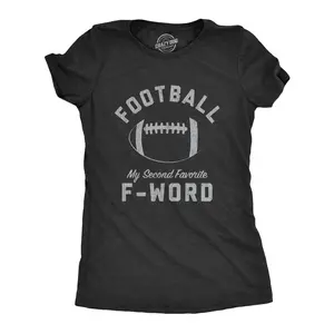 Womens Football My Second Favorite F-Word T Shirt Funny Sunday Sports Novelty Tee Funny Womens T Shirts Cute Vintage Fashion Casual Ladies T-Shirt Gift Football Tops for Women Women's Novelty Tees Black
