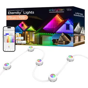 Enbrighten VIBE WiFi Color-Changing Permanent Outdoor Eternity Eave Lights, 72 Lights, 100ft. White Cord