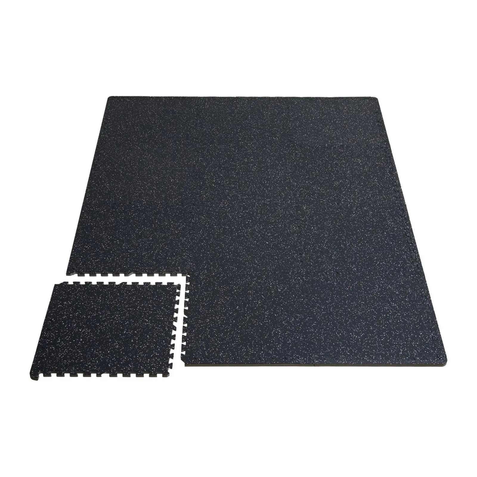 【Backtoschool】VEVOR 6 PCS 0.56" Thick Gym Floor Mats, 24" x 24" EVA Foam & Rubber Top Interlocking Workout Floor Mats with 24 sq.ft Coverage, Waterproof Exercise Puzzle Flooring for Gym, Home, Garage, Basement, Black & White