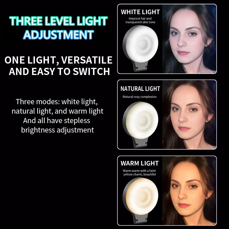 Strong Magnetic Selfie Ring Light for Phones - Snap-On LED Fill Light 180° Adjustable Rechargeable for Perfect Selfies Makeup & Live Videos