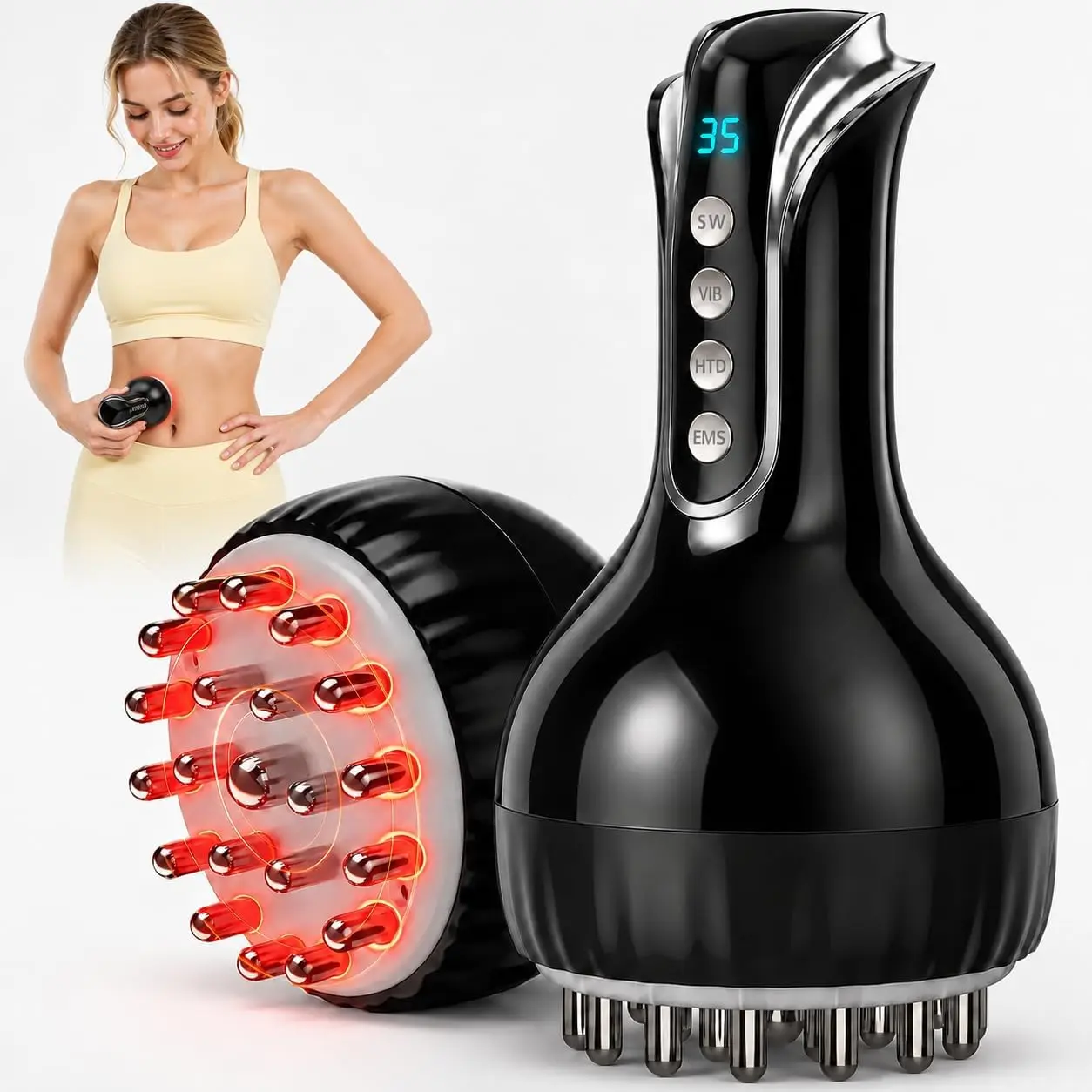 2026 Upgraded Adjustable 3-in-1 Body Massager with Gentle Heat, Vibration, Microcurrent for Office Daily Body Care
