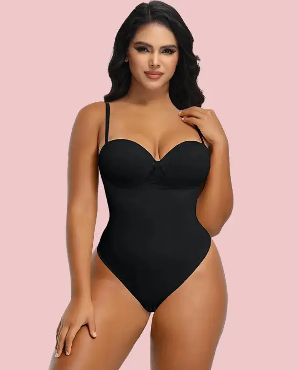 ChicCurve Backless Seamless Bodysuit | Lace-Up Tummy Control Shapewear with UnderwireInvisible Backless Body Shaper - Seamless Lace-Up Thong Bodysuit for Women