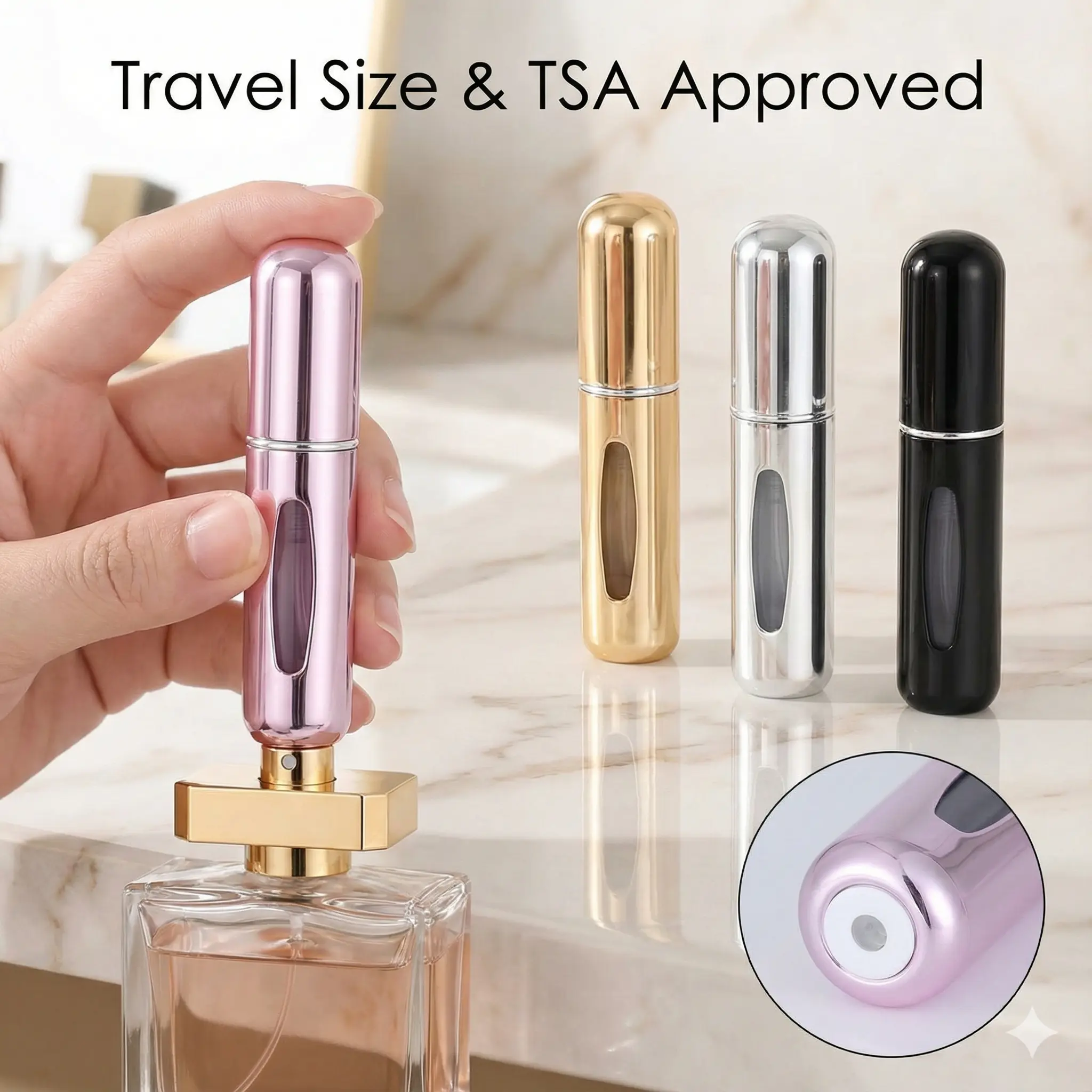 4-Pack Portable Mini Refillable Perfume Atomizer Set (5ml) – Leak-Proof Travel Cologne Dispenser & Spray Bottle for Purse & Pocket – TSA