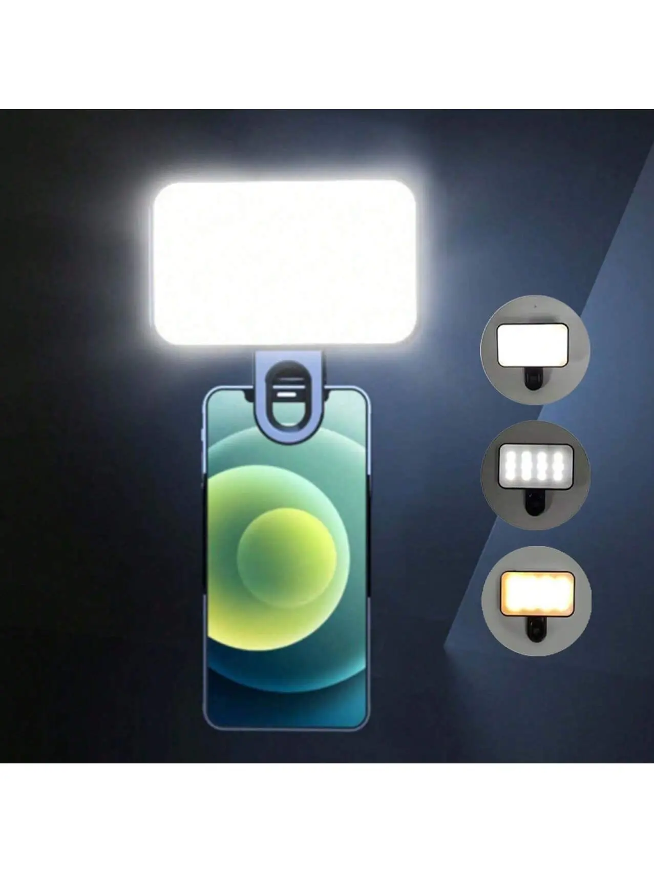 1pcs Portable Rechargeable LED Ring Light with 3 Lighting Modes, USB & Battery Powered, for iPhone 16/15/14/13/12/11 Pro Xs, A72/A71/A52/A51, High Power for Mobile Phones,computer, Cameras, Vides, Zoom Meetings, Clip-On, Adjustable, Includes Front tiktoks