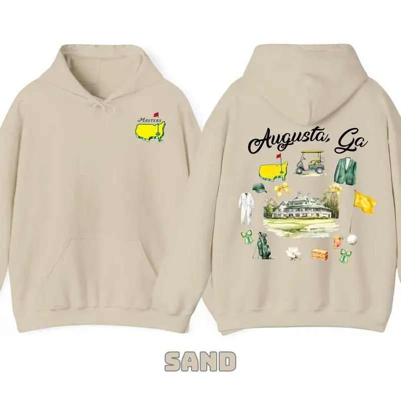 Augusta GA Golf Hoodie – Masters Tournament Inspired Sweatshirt with Golf Course, Caddie, Green Jacket and Clubhouse Graphic – Unisex Casual Streetwear for Golf Fans and Sports Lovers