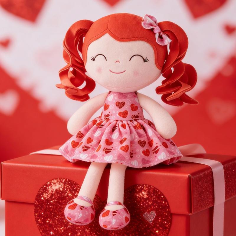 Gloveleya Valentine gift Doll Plush Baby Dolls Baby Girl Gift Soft Pink Cuddle Doll Cute Heart Dress Princess Toy Romantic Valentine’s Day Gift Idea for Kids 0–6 Years Sweet Love Present for Daughters Toddlers Birthday Holiday Surprise Room Decor