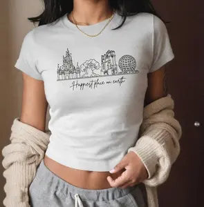 Vintage Happiest Place On Earth Baby Tee, Magic Kingdom Shirt, Magical World, Girl Trip 2026 Crop Top, Family Matching Vacation