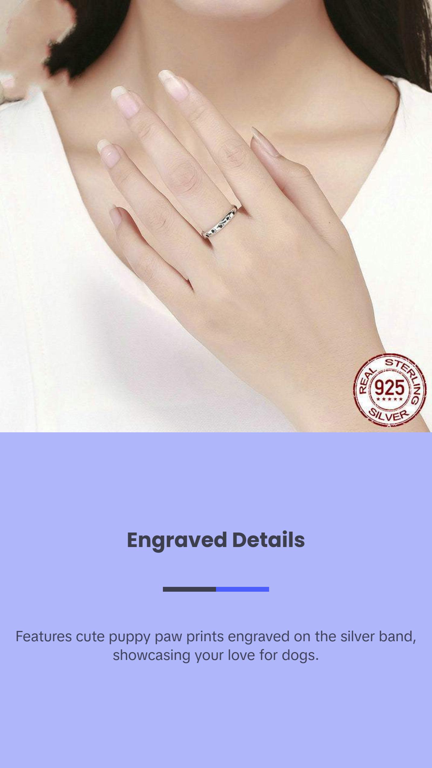 Sterling Silver Ring With Engraved Puppy Paw Prints                                                                                                                                  45