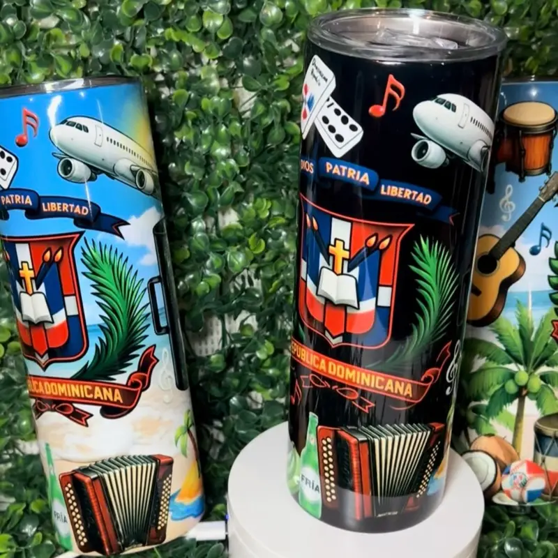20oz Dominican Reusable Portable Water Bottle - Cultural RD Cup, Personalizable Dominican Gift Drinkware
