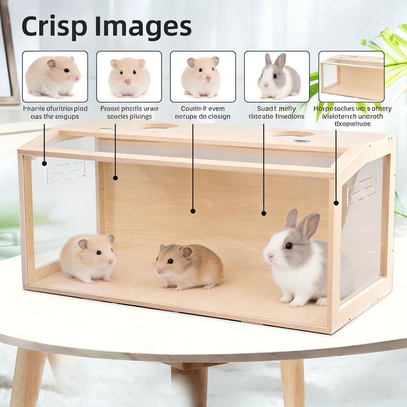 23.6 inch Wooden Hamster Cage,  Openable Top, Ventilated, Easy to Clean, 50-60 PCS Natural Rabbit Chew Toys, Treats, Timothy Sticks, Apple Sticks, Sweet Bamboo for Guinea Pig, Hamster, Chinchilla, Rat, Small Animals Bunny