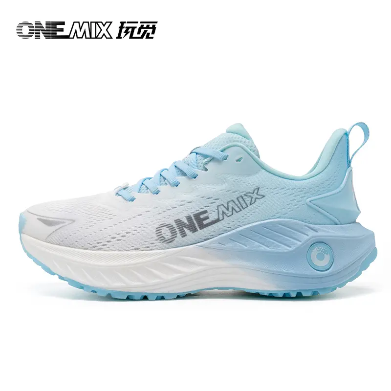 ONEMIX 24208A Unisex Tech Runner Sneakers White Air Cushion Training Shoes Max Shock Absorption for Road Running Jogging & Gym with Adhesive Torque System & Breathable Mesh Opening Material