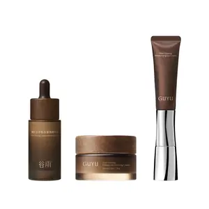 GUYU Ginseng Collagen boosting Skincare Set. - 3 pieces, Face Cream+Serum+Eye Cream | wrinkle solution, Skin Tightening, Collagen Boosting, Skincare, Peptide, Ectoin, Micro-current technology, EMS, Brightening & Depuffing, Finelines, eye bags, Moisturizer