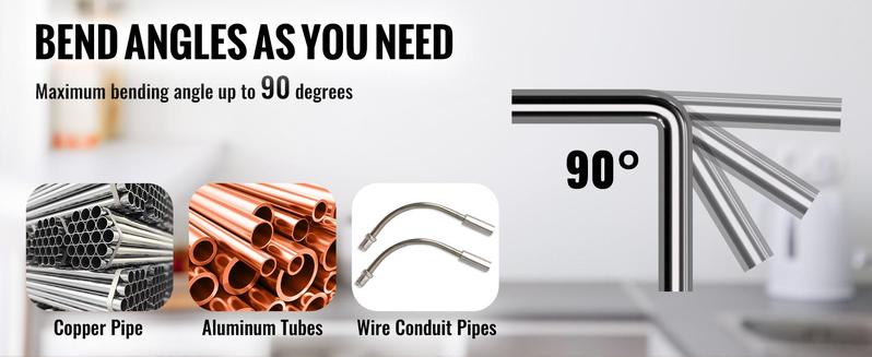 VEVOR Pipe Tube Bender, TikTokShopBlackFriday, 1/4"-7/8" O.D. Ratcheting Tubing Bender, 90° Forward/Reverse Pipes Bending Tools with 7 Dies and Pipe Cutter for HVAC Air Conditioning Refrigerator Repair