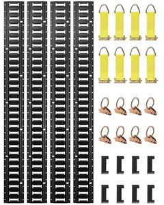 E Track Tie-Down Rail Kit, 30PCS 5FT E-Tracks Set Includes 4 Steel Rails & 2 Single Slot & 8 O Rings & 8 Tie-Offs with D-Ring & 8 End Caps, Securing Accessories for Cargo, Motorcycles, and Bikes