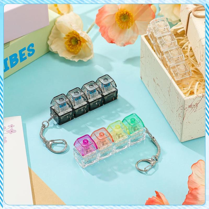 1/2/3 PCS Keyboard Fidget Toy, Keyboard Fidget Keychain 4-in-1 Keyboard Decompression Button Finger Clicker Toys, Button Stress Relief Fidget Gifts to Relief Stress