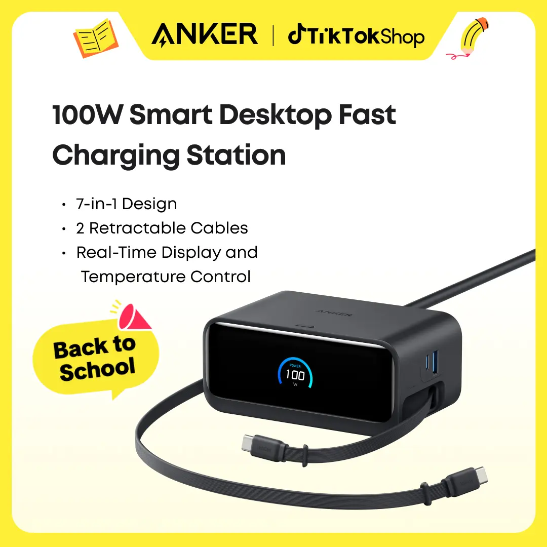 【Nano Charging Station】Anker Charging Station, 100W 7-in-1 3 USB-C 3 AC 1 USB-A with 2.3ft InstaCord for iPhone MacBook & More,summerwins,FathersDayGift sohochic,back to school,back to school haul