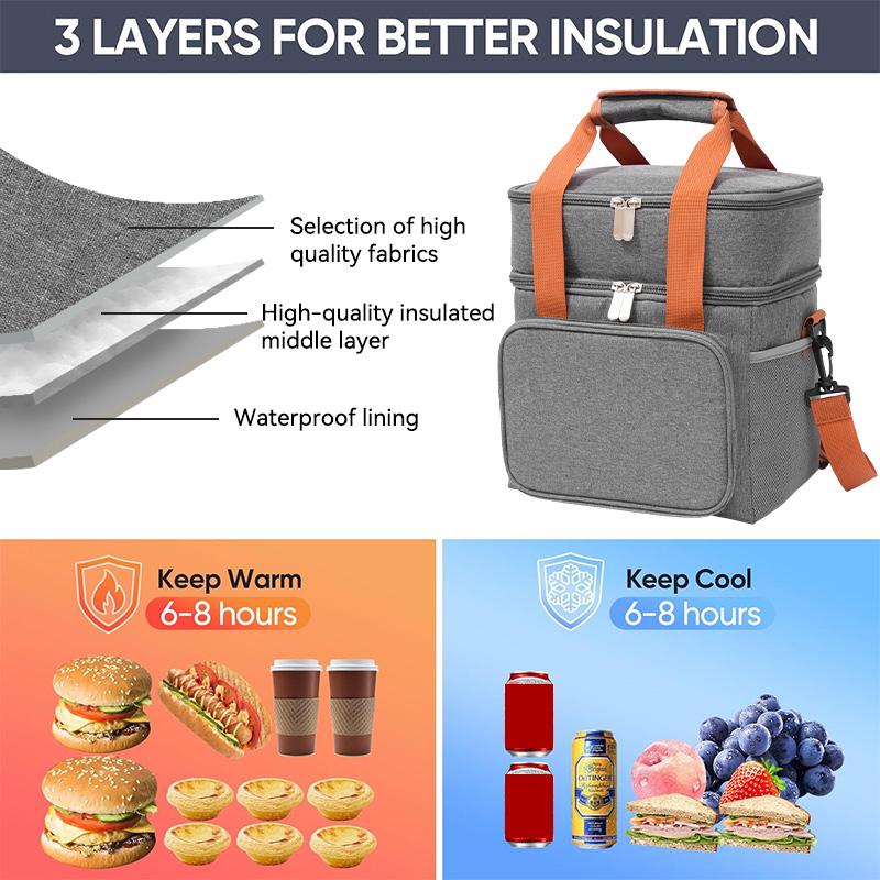 13.8L Expandable Double-Laye Lunch Insulation   Bag ，Multi-Functional Waterproof Cooler Lunch Bag,Outdoor Picnic Freshness Preservation,Suitable For Food Storage And Transport