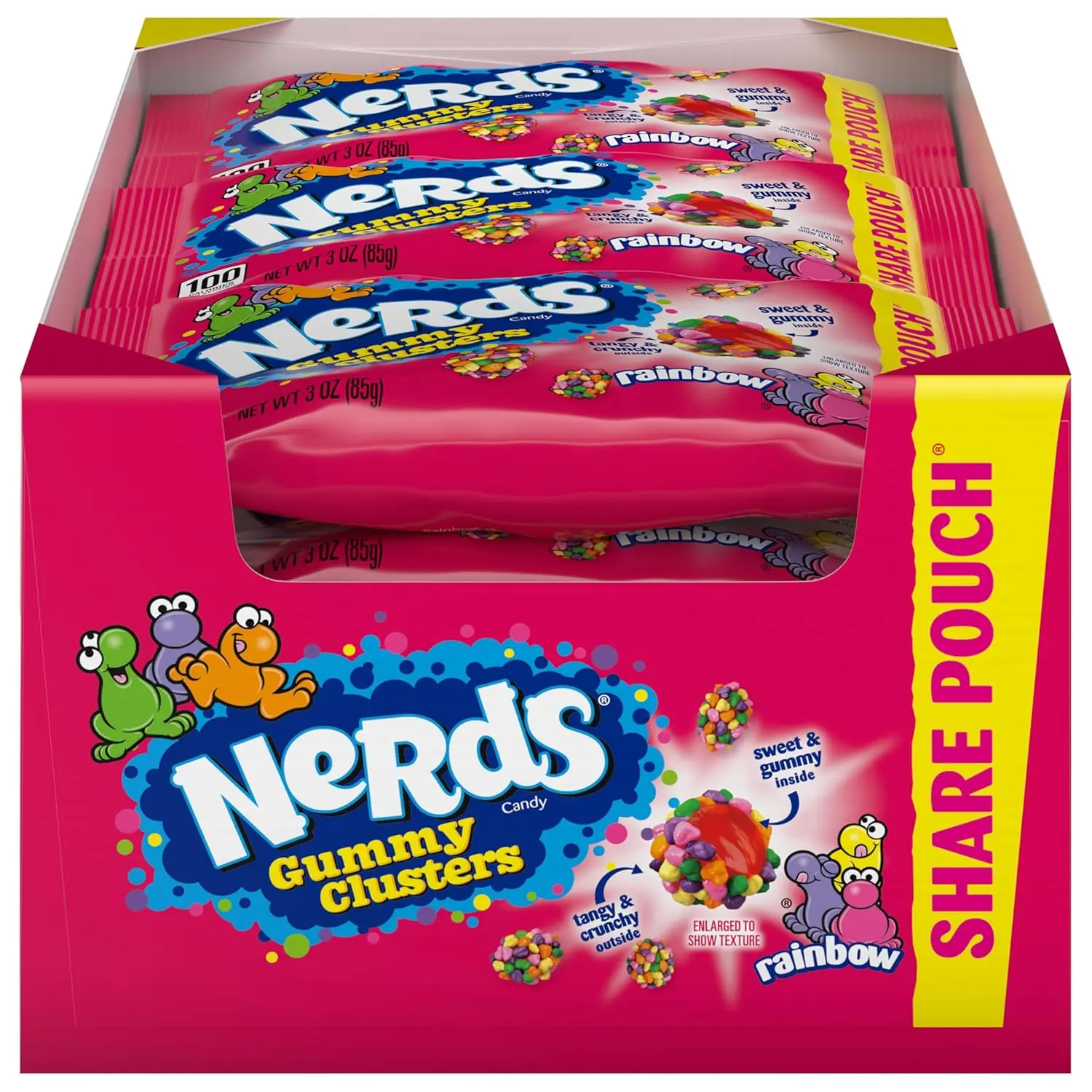 Nerds Gummy Clusters Candy, Rainbow, Pouches (Pack of 12)